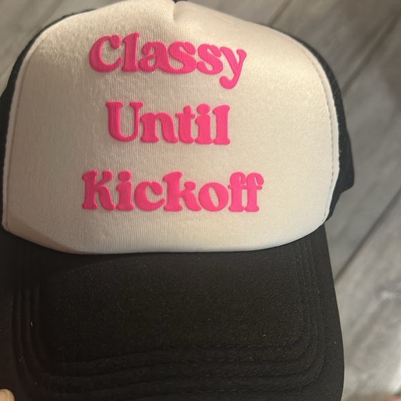 Accessories - Classy Until Kickoff Baseball Cap Football Hat - Black/White with Pink NWT